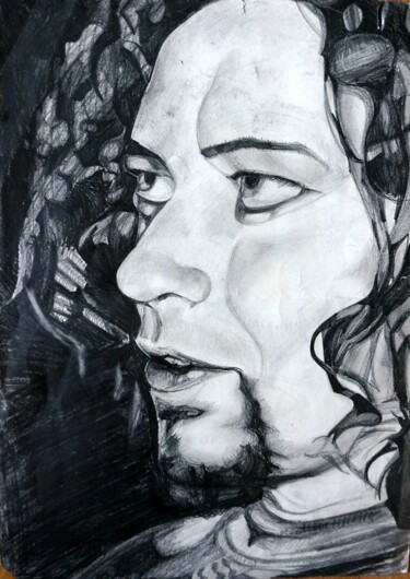 Desenho intitulada "Portrait of a man." por Elena Giger, Obras de arte originais, Grafite