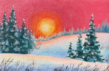 Картина под названием "Зимний лес" - Елена Гладкова, Подлинное произведение искусства, Акрил