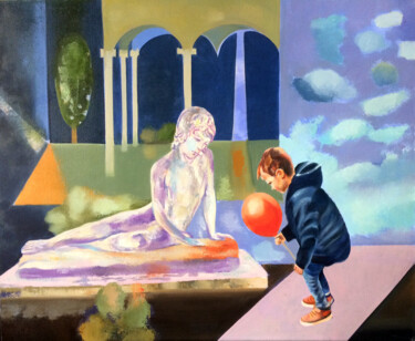 Peinture intitulée "Ballon de l'espoir" par Elena Golovina, Œuvre d'art originale, Acrylique