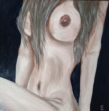 Pittura intitolato "Girl with long hair" da Elena Grigorenko, Opera d'arte originale, Olio