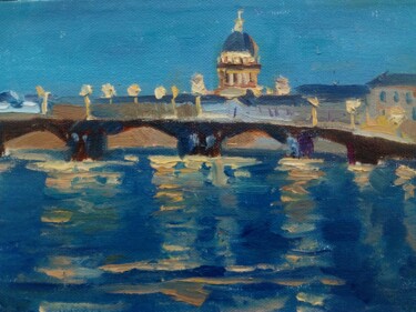 Картина под названием "«Ночь в Санкт-Петер…" - Елена Гришина, Подлинное произведение искусства, Масло