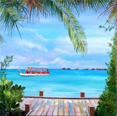 Painting titled "Window to Paradise" by Elena Hontar, Original Artwork, Oil
