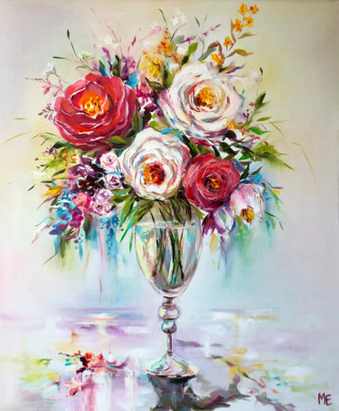 Painting titled "Spring bouquet" by Elena Hontar, Original Artwork, Oil