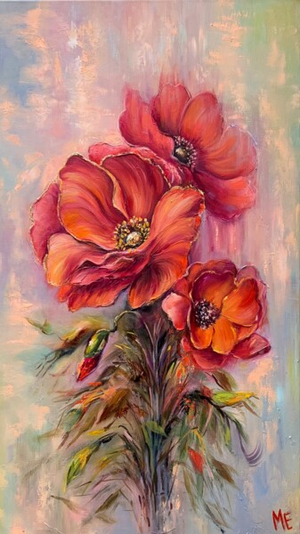 Malerei mit dem Titel "Poppies" von Elena Hontar, Original-Kunstwerk, Öl