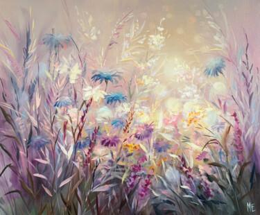 Peinture intitulée "Field of Flowers in…" par Elena Hontar, Œuvre d'art originale, Huile