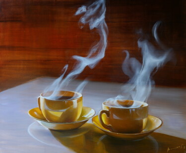 Malarstwo zatytułowany „"Invitation to tea"” autorstwa Elena I Gennady Vylusk (Goshiki), Oryginalna praca, Olej