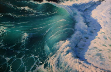 Pintura titulada ""Sea foam"" por Elena I Gennady Vylusk (Goshiki), Obra de arte original, Oleo Montado en Bastidor de camil…