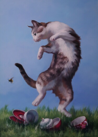 Malerei mit dem Titel ""FLIGHT OF THE BUMB…" von Elena I Gennady Vylusk (Goshiki), Original-Kunstwerk, Öl Auf Keilrahmen aus…