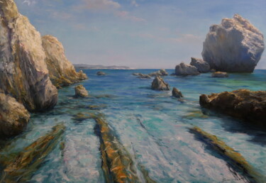 Painting titled ""Silence and space"" by Elena I Gennady Vylusk (Goshiki), Original Artwork, Oil Mounted on Wood Stretcher f…