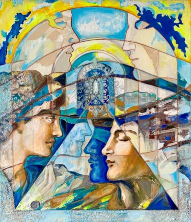 Painting titled "FUTURE ELEMENS-offi…" by Elena Ilina, Original Artwork, Acrylic