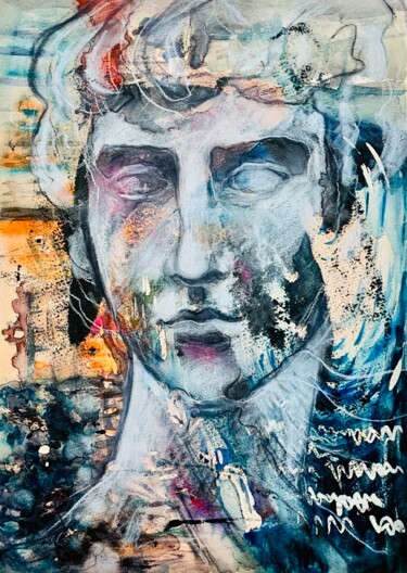 Painting titled "Thoughtful DAVID-of…" by Elena Ilina, Original Artwork, Watercolor