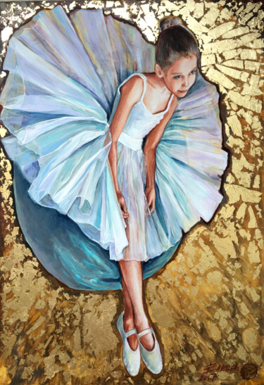 Schilderij getiteld "YOUNG BALLERINA-off…" door Elena Ilina, Origineel Kunstwerk, Acryl