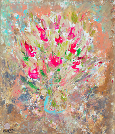 Painting titled "ROSES - - floral ar…" by Elena Ilina, Original Artwork, Acrylic