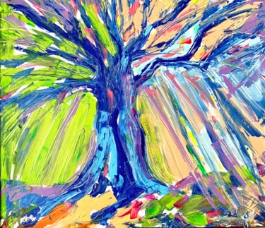 Картина под названием "TREE OF DESIRES" - Elena Ilina, Подлинное произведение искусства, Акрил