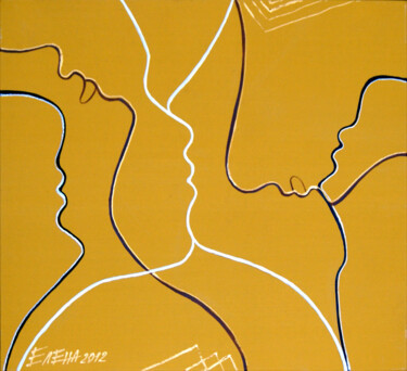 Peinture intitulée "RELATIONS-2- origin…" par Elena Ilina, Œuvre d'art originale, Acrylique