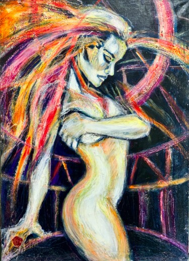 Malerei mit dem Titel "FIRE" von Elena Ilina, Original-Kunstwerk, Acryl