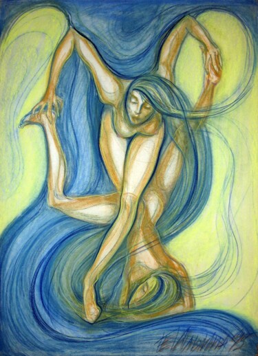 Painting titled "Wave Runners" by Elena Ilina, Original Artwork, Pastel