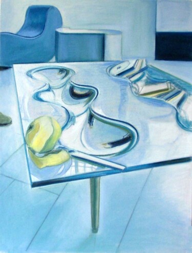 Painting titled "Glass table" by Elena Ilina, Original Artwork, Pastel