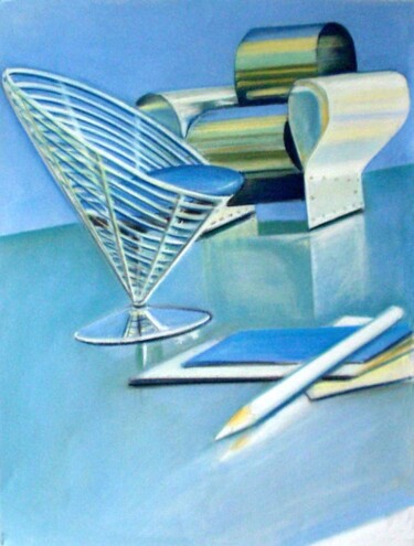 Painting titled "Wicker chair" by Elena Ilina, Original Artwork, Pastel