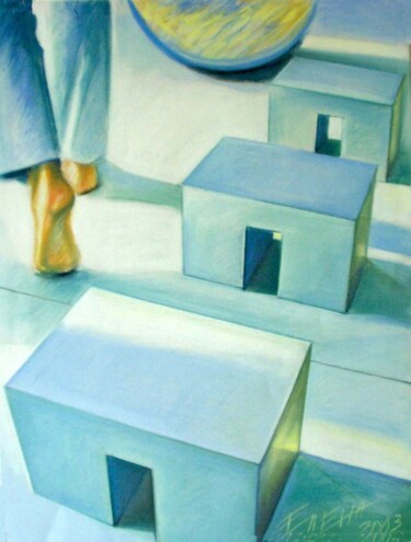 Ζωγραφική με τίτλο "Cubes" από Elena Ilina, Αυθεντικά έργα τέχνης, Παστέλ