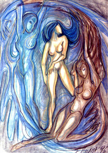 Painting titled "My Fallen Angel" by Elena Ilina, Original Artwork, Pastel