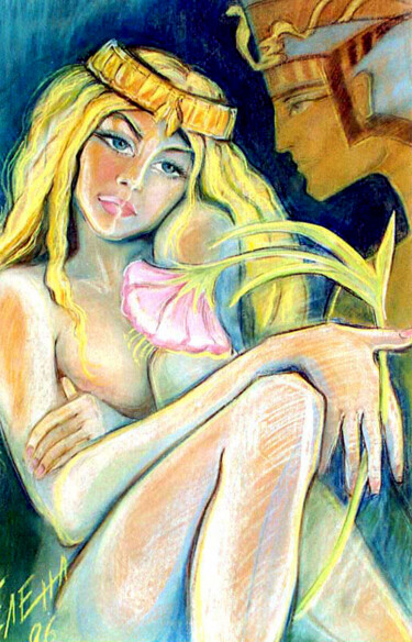 Pintura intitulada "LOTUS FLOWER" por Elena Ilina, Obras de arte originais, Pastel