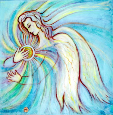 Painting titled "ANGELS Series - Love" by Elena Ilina, Original Artwork, Acrylic