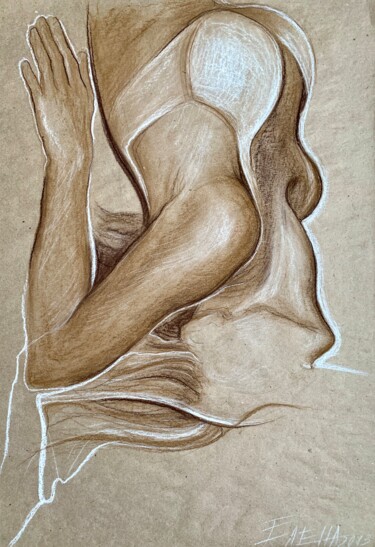 Dibujo titulada "In_flight-1 - eroti…" por Elena Ilina, Obra de arte original, Conté