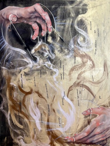 Malerei mit dem Titel "«Gifts of the godde…" von Elena Iustus, Original-Kunstwerk, Öl Auf Keilrahmen aus Holz montiert