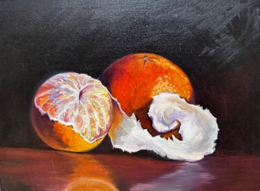 Malerei mit dem Titel "hyperrealistic oran…" von Elena Iustus, Original-Kunstwerk, Öl