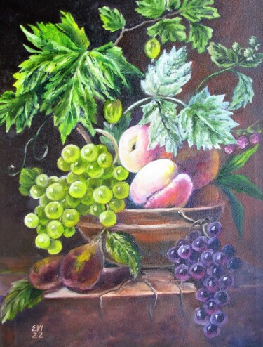 Painting titled "Still life Original…" by Elena Ivanova, Original Artwork, Oil Mounted on Wood Stretcher frame