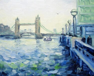 Pintura titulada "London Landscape Or…" por Elena Ivanova, Obra de arte original, Oleo Montado en Cartulina
