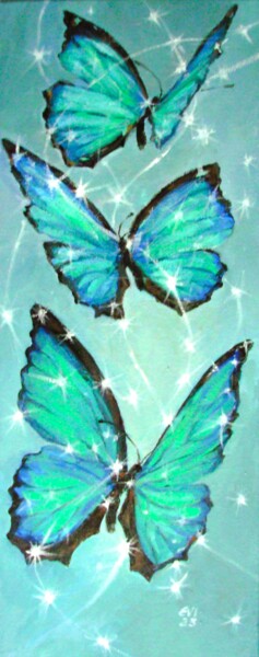 Malerei mit dem Titel "Butterflies Nature…" von Elena Ivanova, Original-Kunstwerk, Acryl Auf Keilrahmen aus Holz montiert