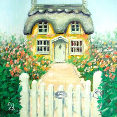Pintura titulada "British Cottage Lan…" por Elena Ivanova, Obra de arte original, Oleo