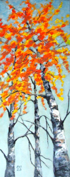 绘画 标题为“Birch trees Autumn…” 由Elena Ivanova, 原创艺术品, 丙烯 安装在木质担架架上