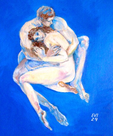 Pittura intitolato "Love Portrait Origi…" da Elena Ivanova, Opera d'arte originale, Olio Montato su Cartone