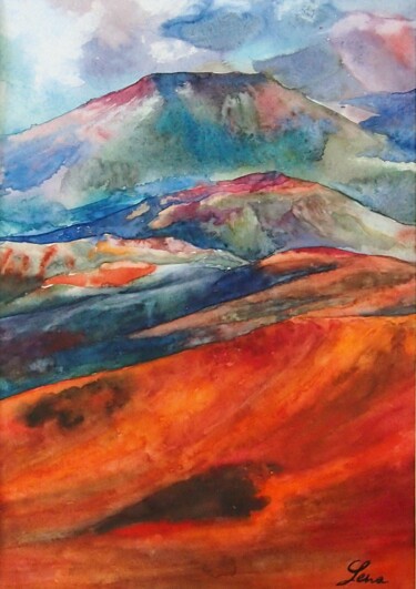 Peinture intitulée "Haleakala National…" par Elena Kondrateva, Œuvre d'art originale, Aquarelle