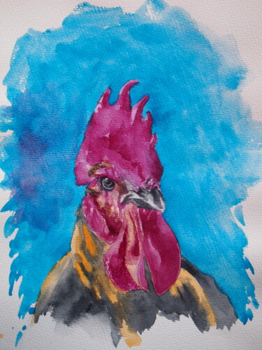 Картина под названием "Portrait of a Roost…" - Elena Kondrateva, Подлинное произведение искусства, Акварель
