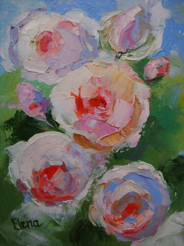 Painting titled "Adstract Floral Pai…" by Elena Kondrateva, Original Artwork, Oil