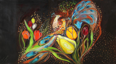 Pintura intitulada "The shining of tuli…" por Elena Kotliarker, Obras de arte originais, Acrílico