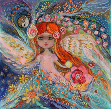 Painting titled "My little fairy Yang" by Elena Kotliarker, Original Artwork, Acrylic