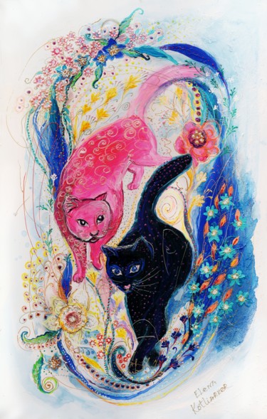 Pittura intitolato "Pop art cats 2" da Elena Kotliarker, Opera d'arte originale, Acrilico