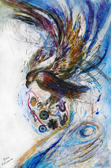 Malarstwo zatytułowany „Life Totem #6 - The…” autorstwa Elena Kotliarker, Oryginalna praca, Akryl