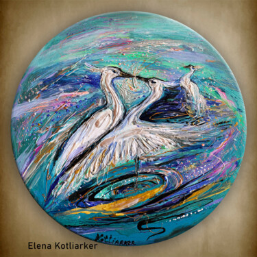 Painting titled "Life Totem #7. The…" by Elena Kotliarker, Original Artwork, Acrylic Mounted on Wood Stretcher frame