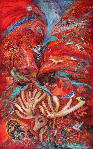 Pintura intitulada "Animals of Vermont" por Elena Kotliarker, Obras de arte originais, Acrílico