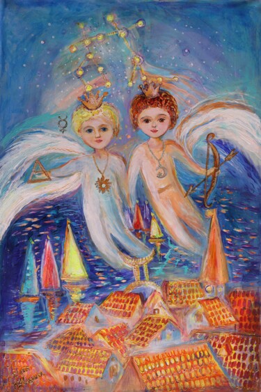Картина под названием "The Princes of Zodi…" - Elena Kotliarker, Подлинное произведение искусства, Акрил