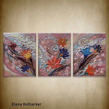 Malarstwo zatytułowany „Angel Wings #23. Fl…” autorstwa Elena Kotliarker, Oryginalna praca, Akryl Zamontowany na Drewniana r…
