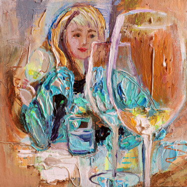 Painting titled "In Vino Veritas. Se…" by Elena Kotliarker, Original Artwork, Acrylic Mounted on Cardboard