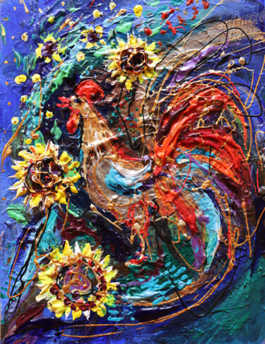 Картина под названием "My Palette #8. Roos…" - Elena Kotliarker, Подлинное произведение искусства, Акрил Установлен на Дерев…