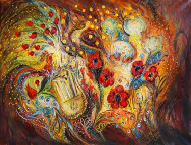 Pintura intitulada "The song of Red Roo…" por Elena Kotliarker, Obras de arte originais, Acrílico